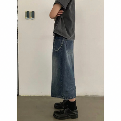 ヴィンテージウォッシュデニム　ワイドクロップドパンツ　N508