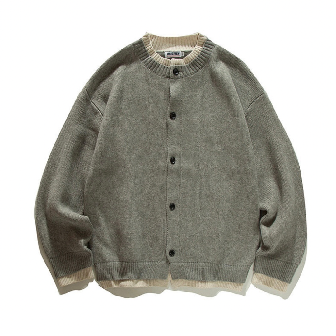 ミドルゲージニット　レイヤー　クルーネックカーディガン　N902