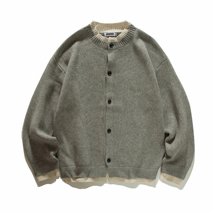 ミドルゲージニット　レイヤー　クルーネックカーディガン　N902