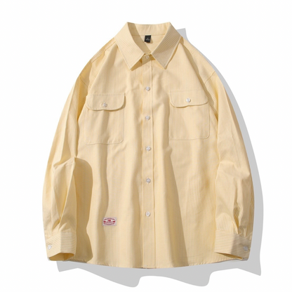 ペールストライプ　フラップポケット　シャツ　N1207