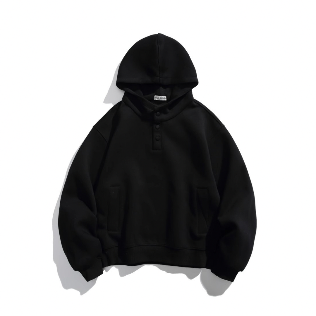 ハーフボタン　スウェット　フードプルオーバー　N1069