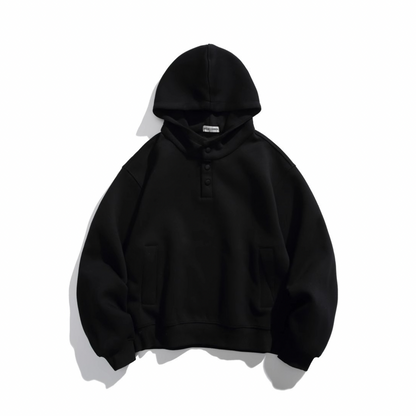 ハーフボタン　スウェット　フードプルオーバー　N1069