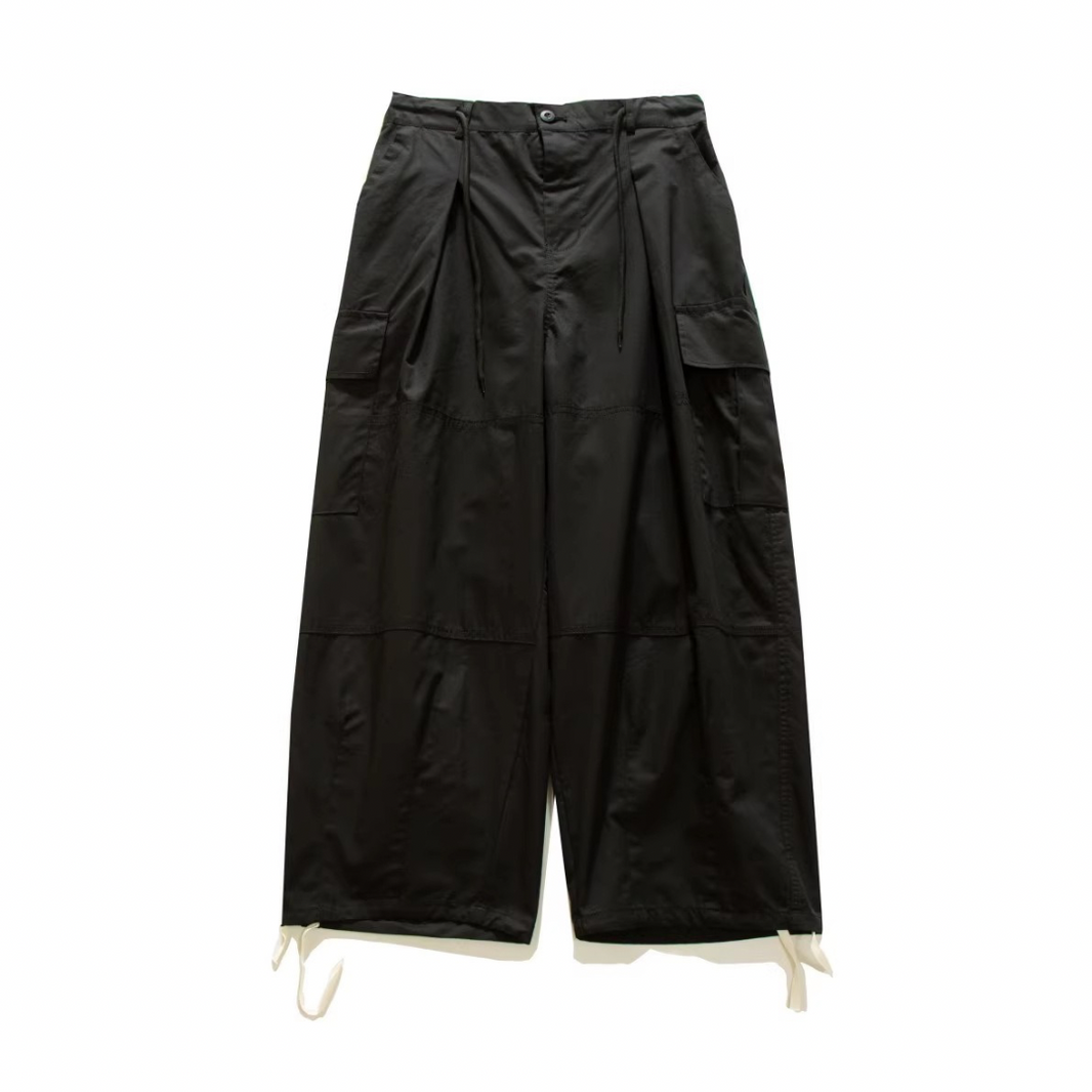 Poplin Side Pocket Wide Straight Pants N1363 ブラック