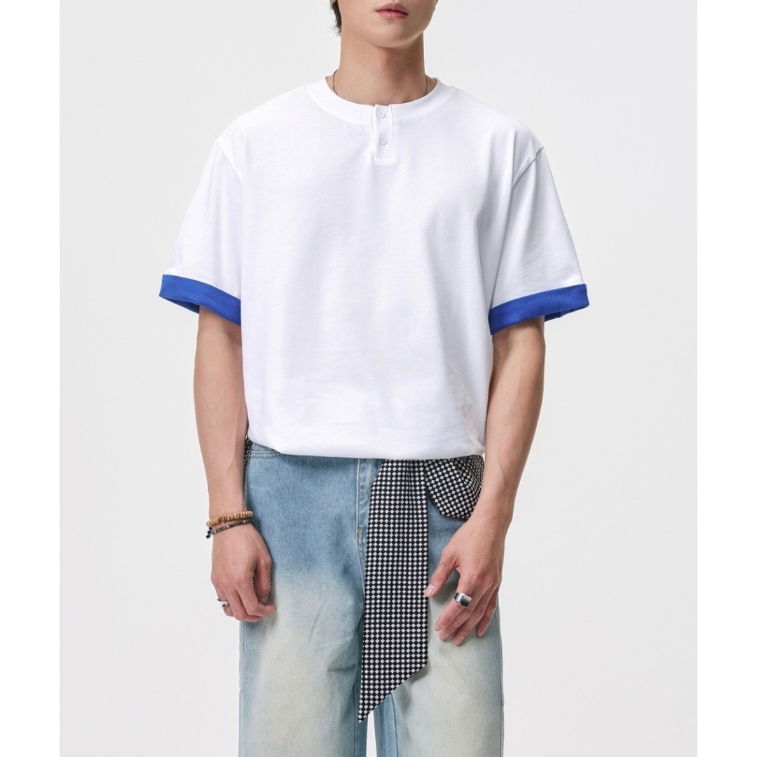 ブルーレイヤード　ヘンリーネック　Tシャツ　N1552