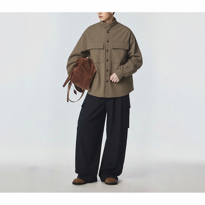 高密度ポリエステル　ワイド　カーゴパンツ　N1074