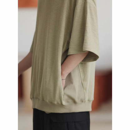 オーバーサイズ　ストレッチ　5分袖　Tシャツ　N1489