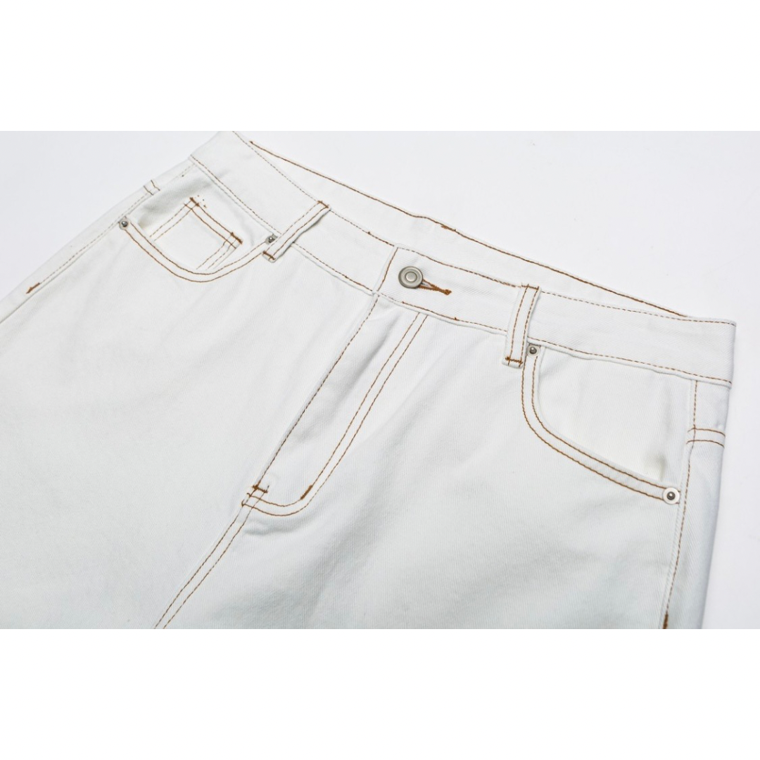 ブリーチホワイト　デニム　ワイドパンツ　N1056