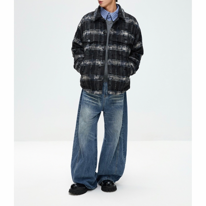 フェードダイ　チェック　シャツジャケット　N1006