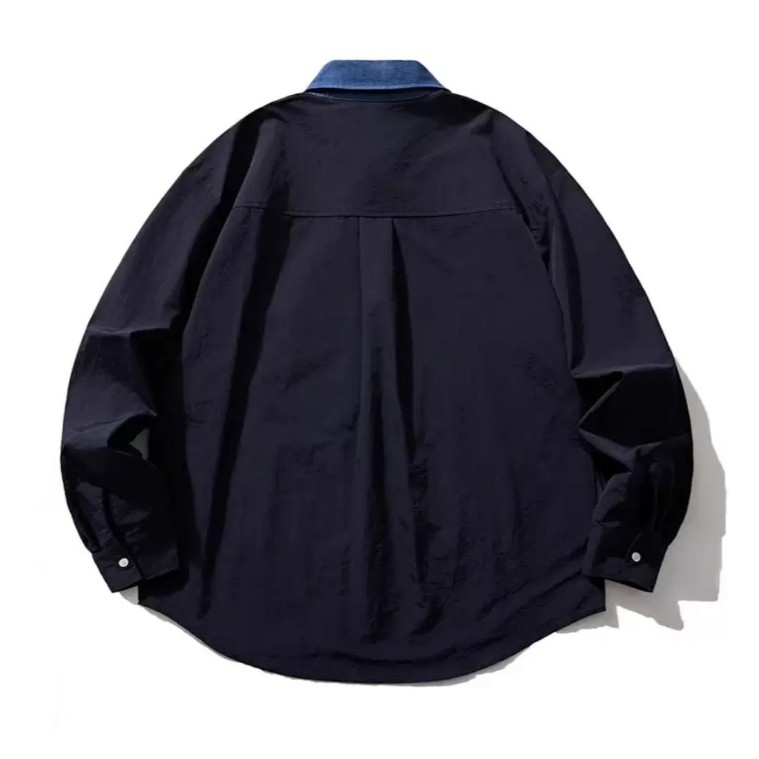 バイカラー　ネイビーブルー　レギュラーシャツ　N1281