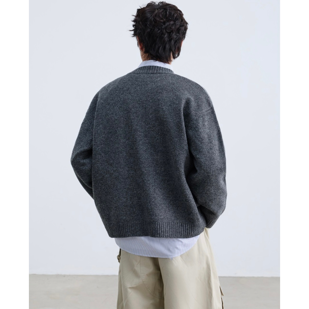 ミドルゲージ　クルーネック　カーディガン　N933