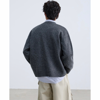 ミドルゲージ　クルーネック　カーディガン　N933