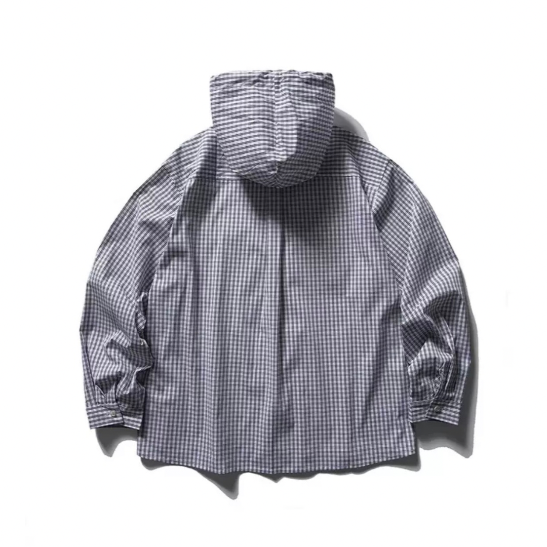グラフチェック　フード　シャツジャケット　N1230