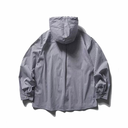 グラフチェック　フード　シャツジャケット　N1230