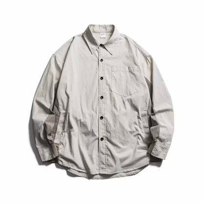 コットンナイロン　バイカラー　ポケット付き　シャツジャケット　N1235