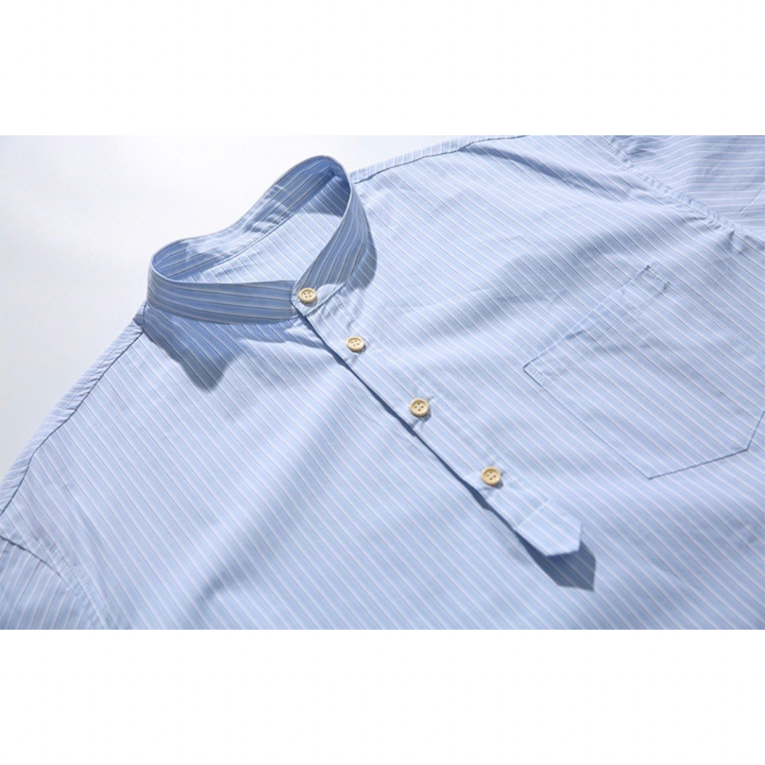 ストライプ　ハーフプラケット　半袖シャツ　N1292