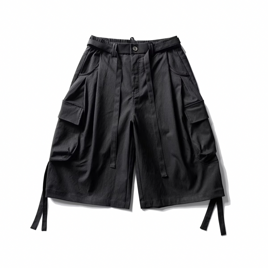 高密度ポリエステル　タックカーゴ　ショートパンツ　N1534 ブラック