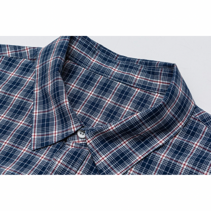 マイクロブルーチェック　ブロードシャツ　N1053