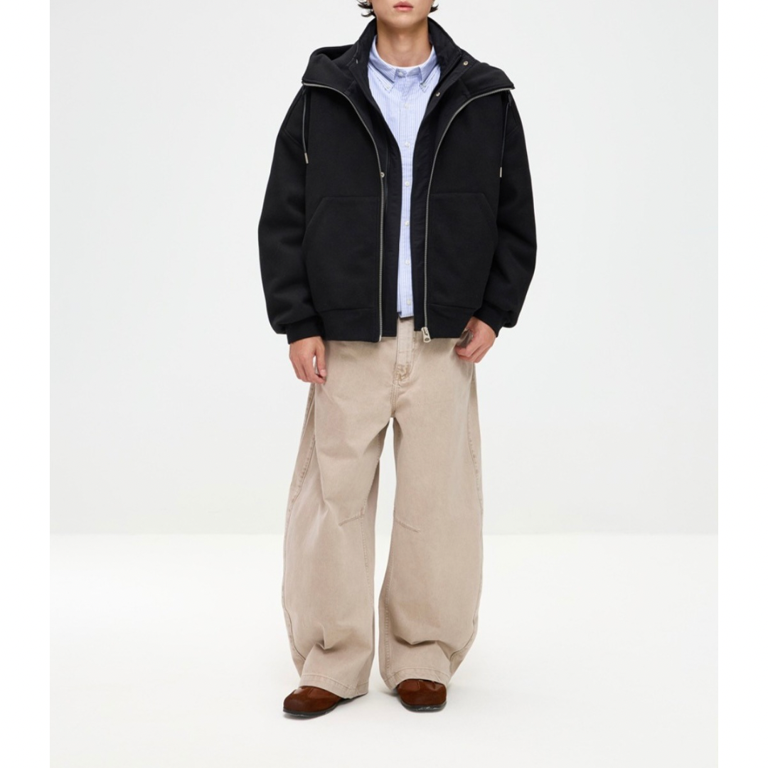 ダウンライナー　フェイクレイヤード　フードジャケット　N1007