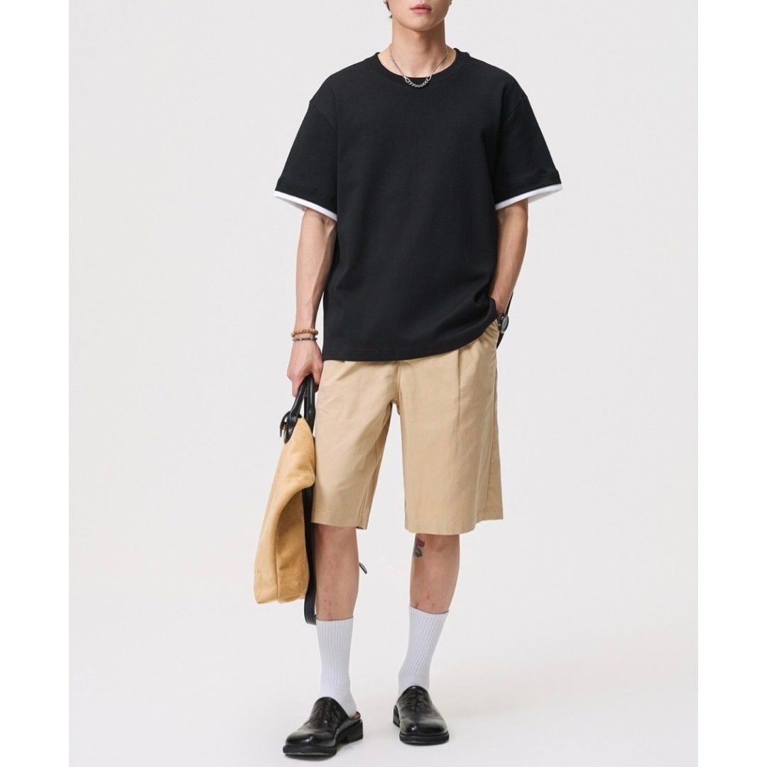 フェイクレイヤード　変形ラグランスリーブ　Tシャツ　N1551
