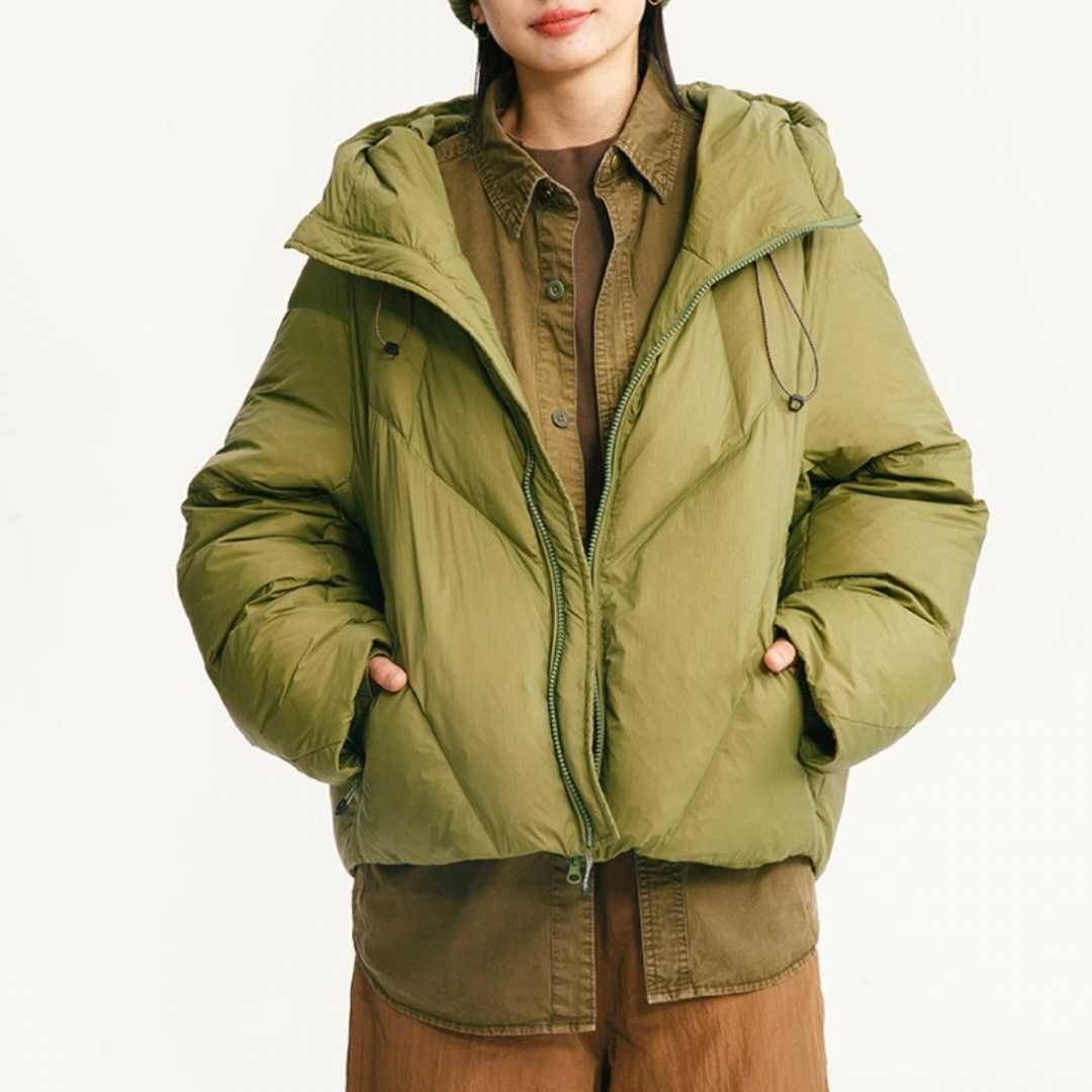 ホワイトダウン　ナイロン　フードジャケット　N955