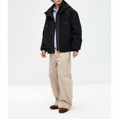 ダウンライナー　フェイクレイヤード　フードジャケット　N1007