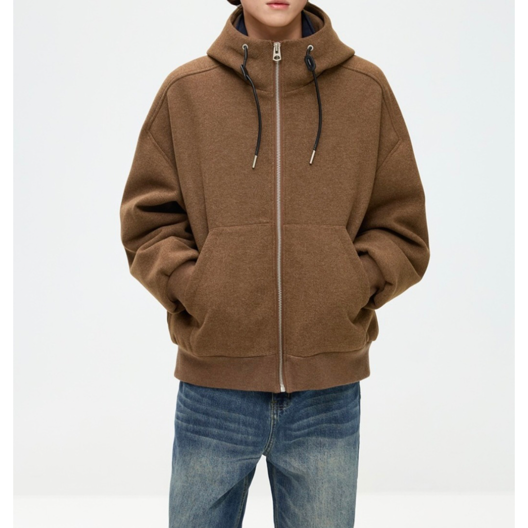 ダウンライナー　フェイクレイヤード　フードジャケット　N1007