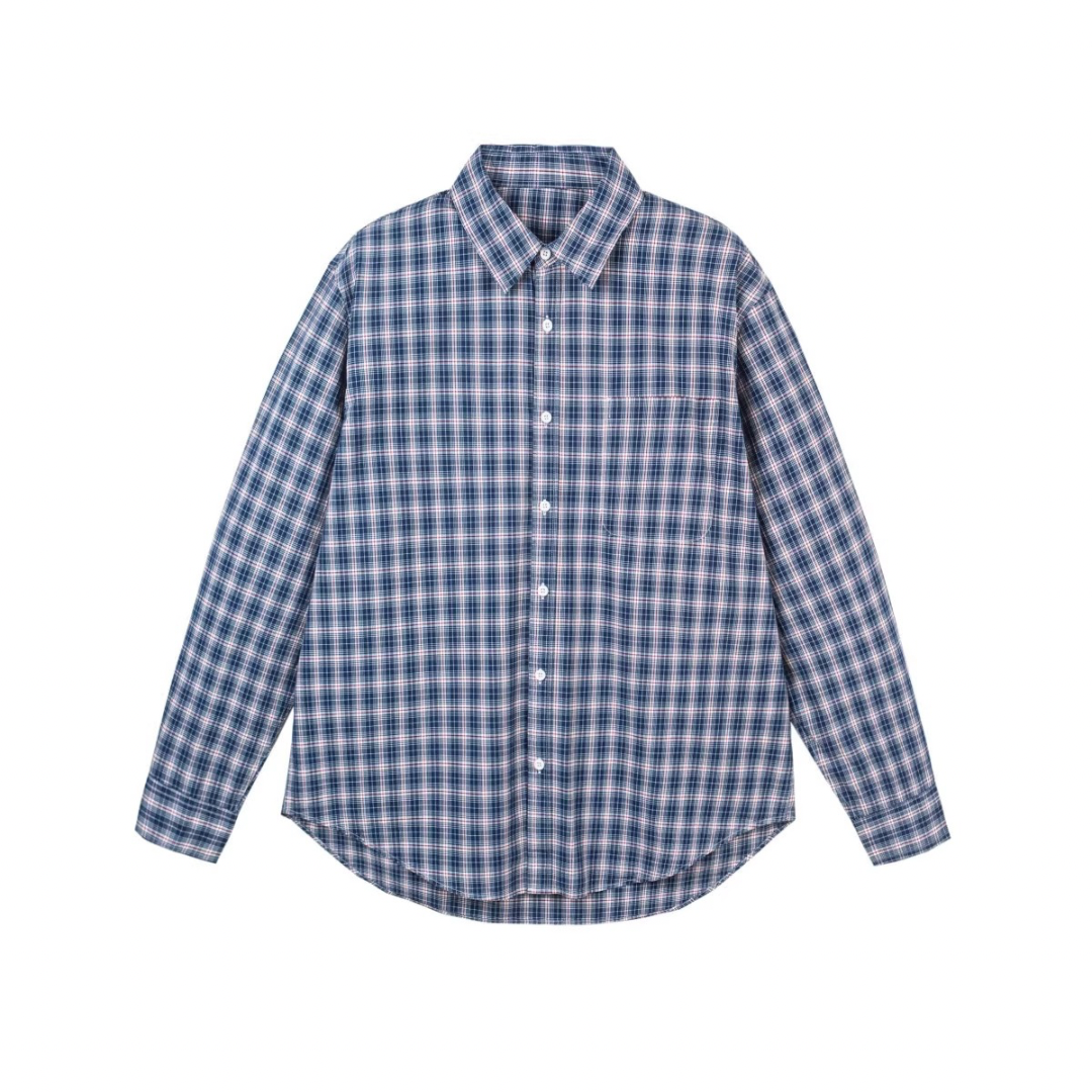 マイクロブルーチェック　ブロードシャツ　N1053
