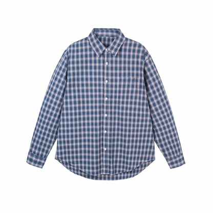 マイクロブルーチェック　ブロードシャツ　N1053