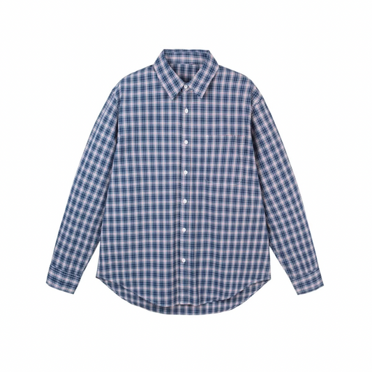 マイクロブルーチェック　ブロードシャツ　N1053