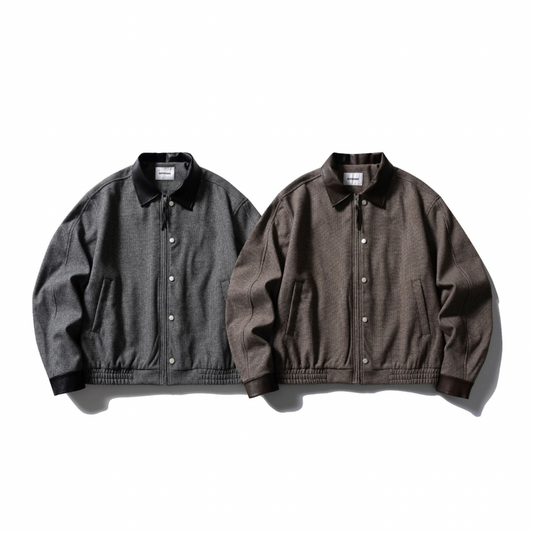 PUレザーコンビ　ウールライク　ジャケット　N1743