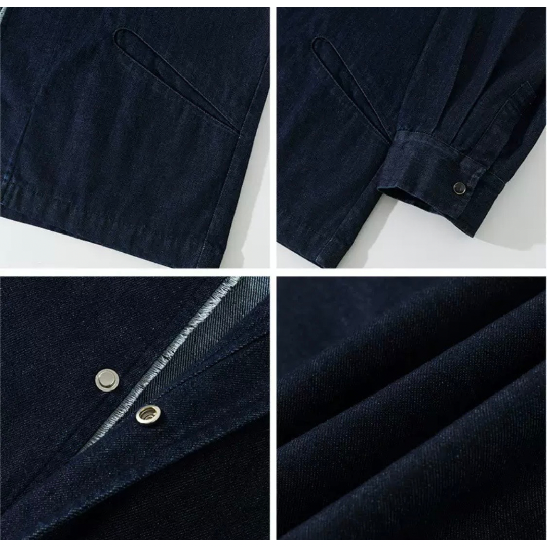 デニム　ノーカラー　カーディガン　N1260