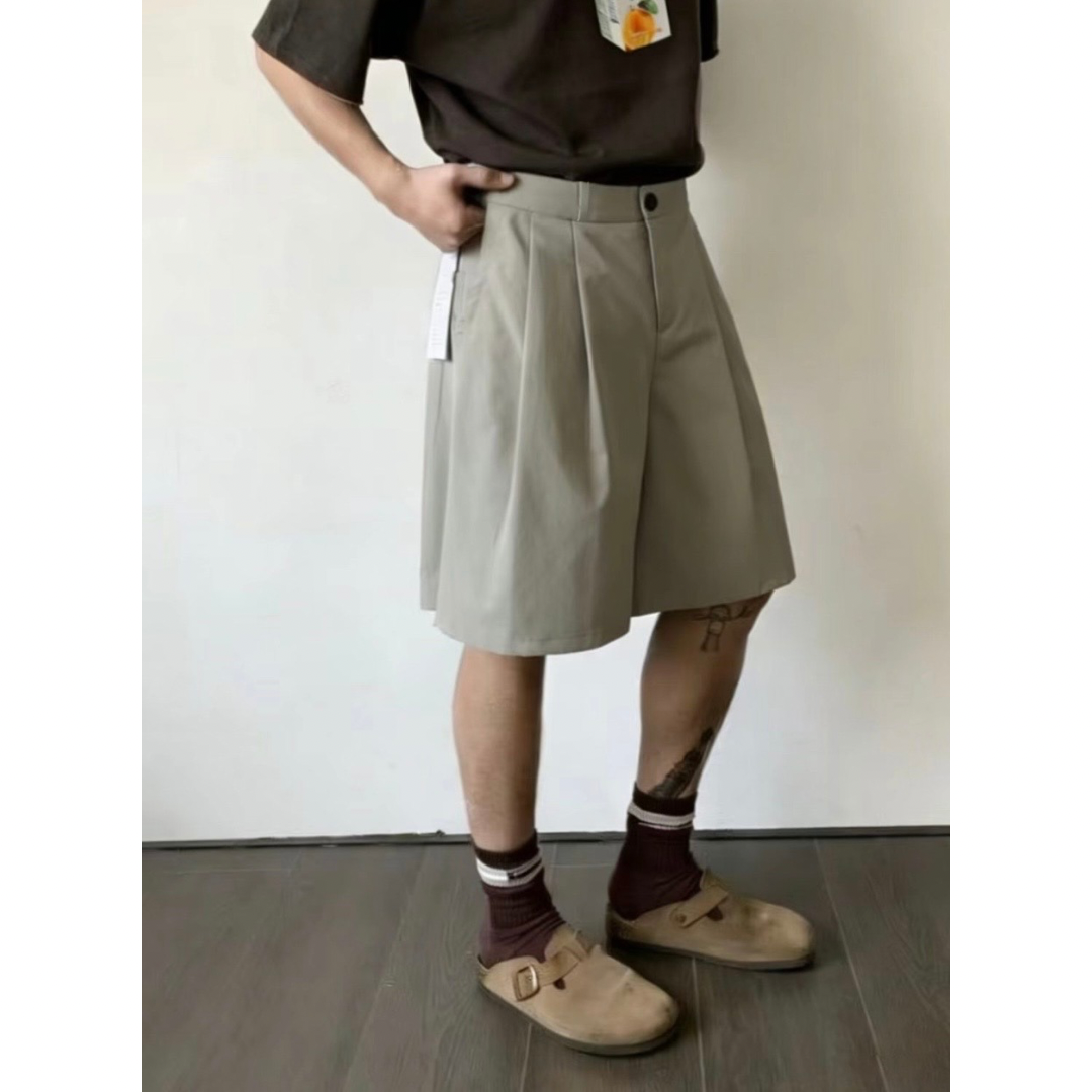 コットンポリ　ワイドタック　ショートパンツ　N1453