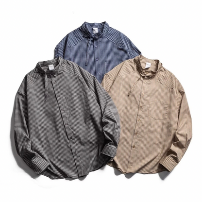 バンドカラー　グラフチェック　シャツ　N1208