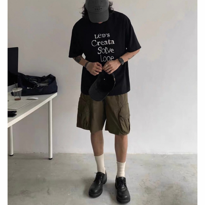 ベルテッド　ユーティリティ　ワイド　ショートパンツ　N284