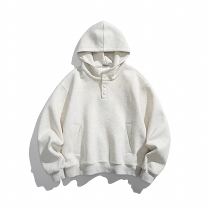 ハーフボタン　スウェット　フードプルオーバー　N1069