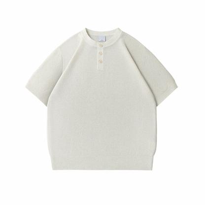 リヨセルリネン　ヘンリーネック　半袖Tシャツ　N1561