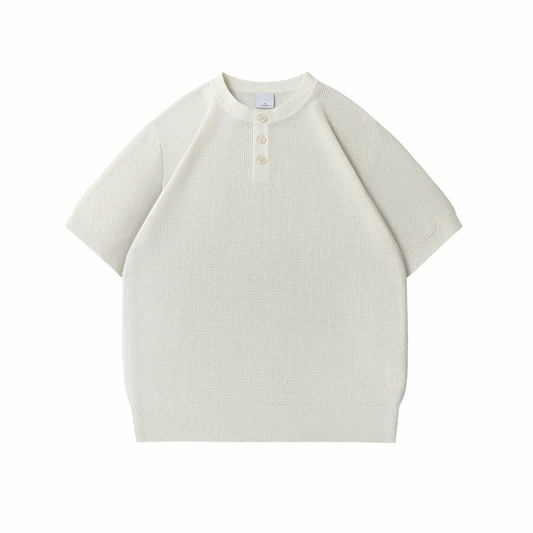 リヨセルリネン　ヘンリーネック　半袖Tシャツ　N1561