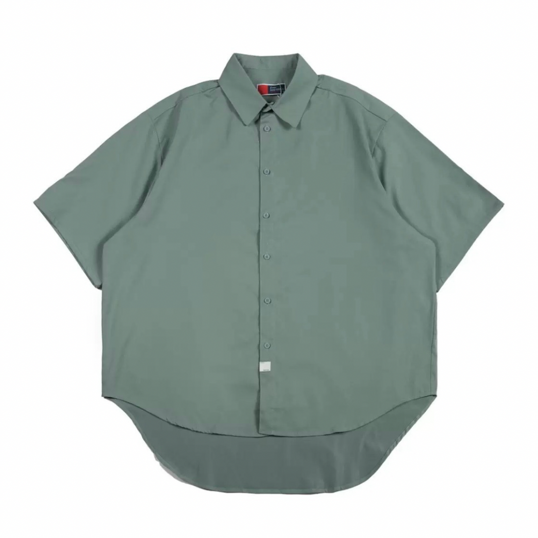 Polyester Broadcloth Short-Sleeve Regular Collar Shirt N1576 グリーン