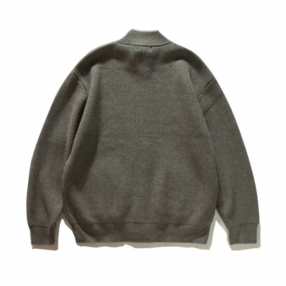 リブニット　スタンドカラー　ジップカーディガン　N891