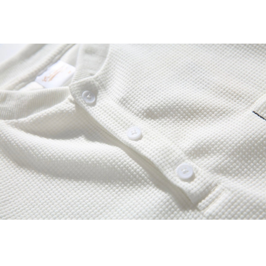 ポリコットン　ワッフル　ヘンリーネック長袖Ｔシャツ　N598