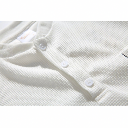 ポリコットン　ワッフル　ヘンリーネック長袖Ｔシャツ　N598