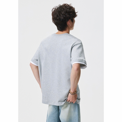 フェイクレイヤード　変形ラグランスリーブ　Tシャツ　N1551