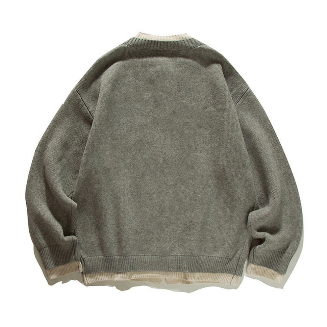 ミドルゲージニット　レイヤー　クルーネックカーディガン　N902