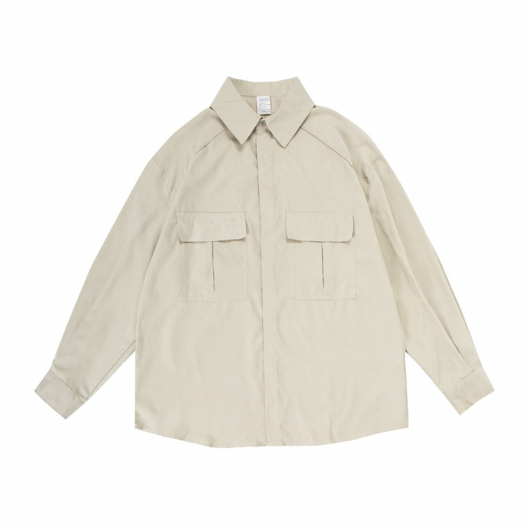 Polyester Satin Shirt Jacket N1373 オフホワイト