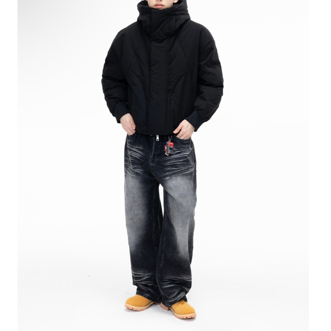 ホワイトダウン　変形パターン　フードジャケット　N915