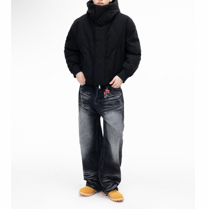 ホワイトダウン　変形パターン　フードジャケット　N915