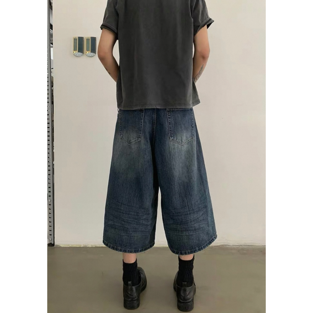 ヴィンテージウォッシュデニム　ワイドクロップドパンツ　N508