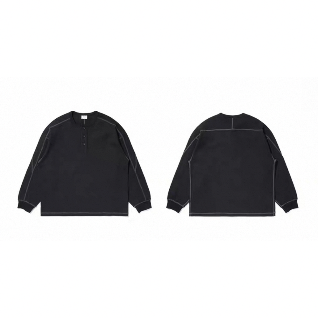 ポリエステル　ワッフルヘンリーネック　長袖Tシャツ　N583