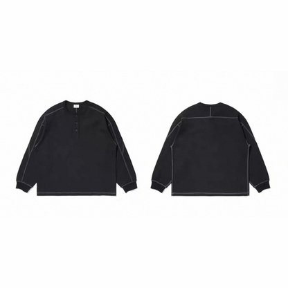 ポリエステル　ワッフルヘンリーネック　長袖Tシャツ　N583