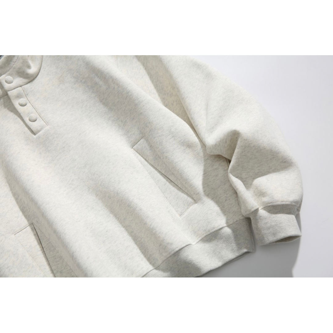 ハーフボタン　スウェット　フードプルオーバー　N1069